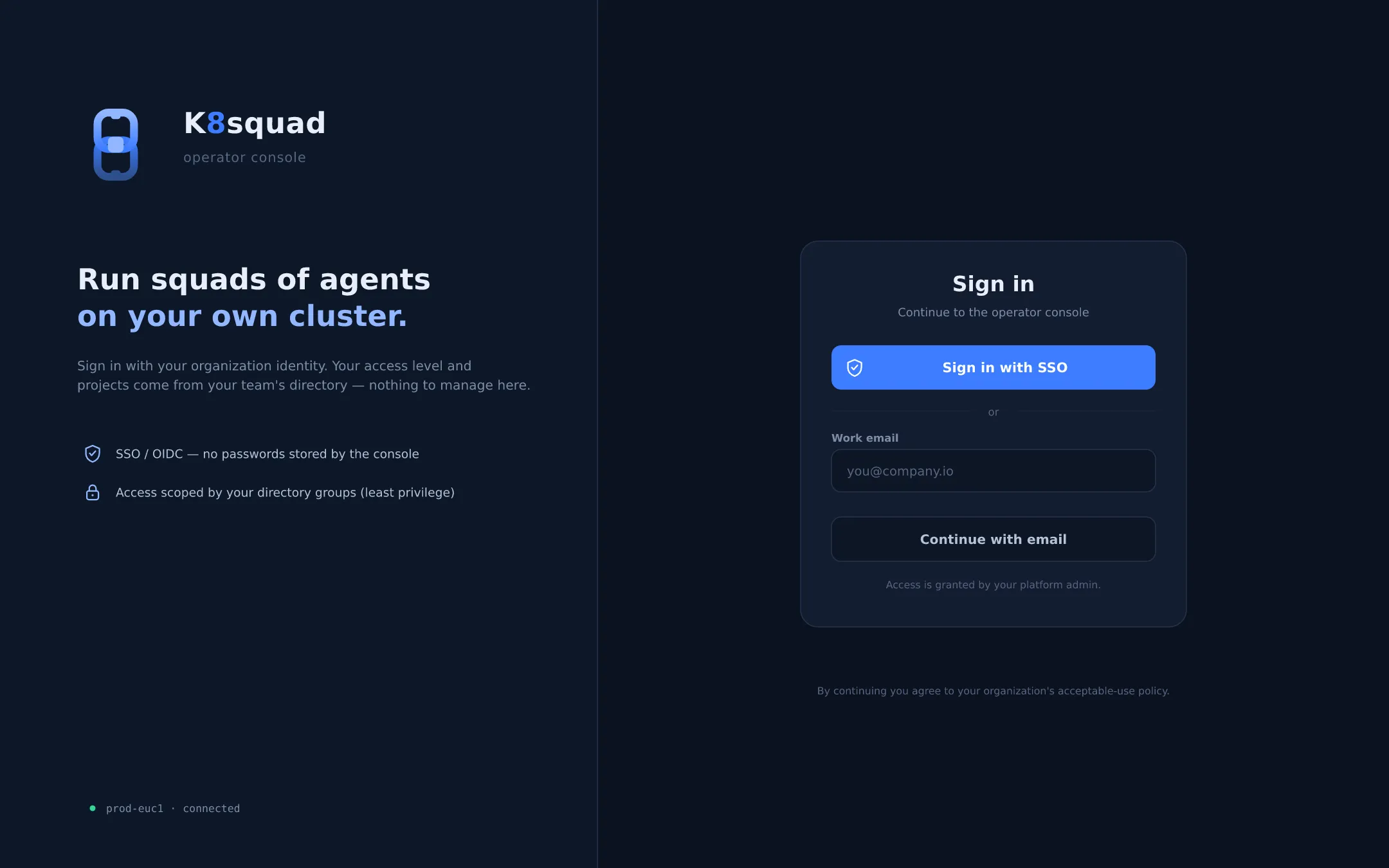 Login screen